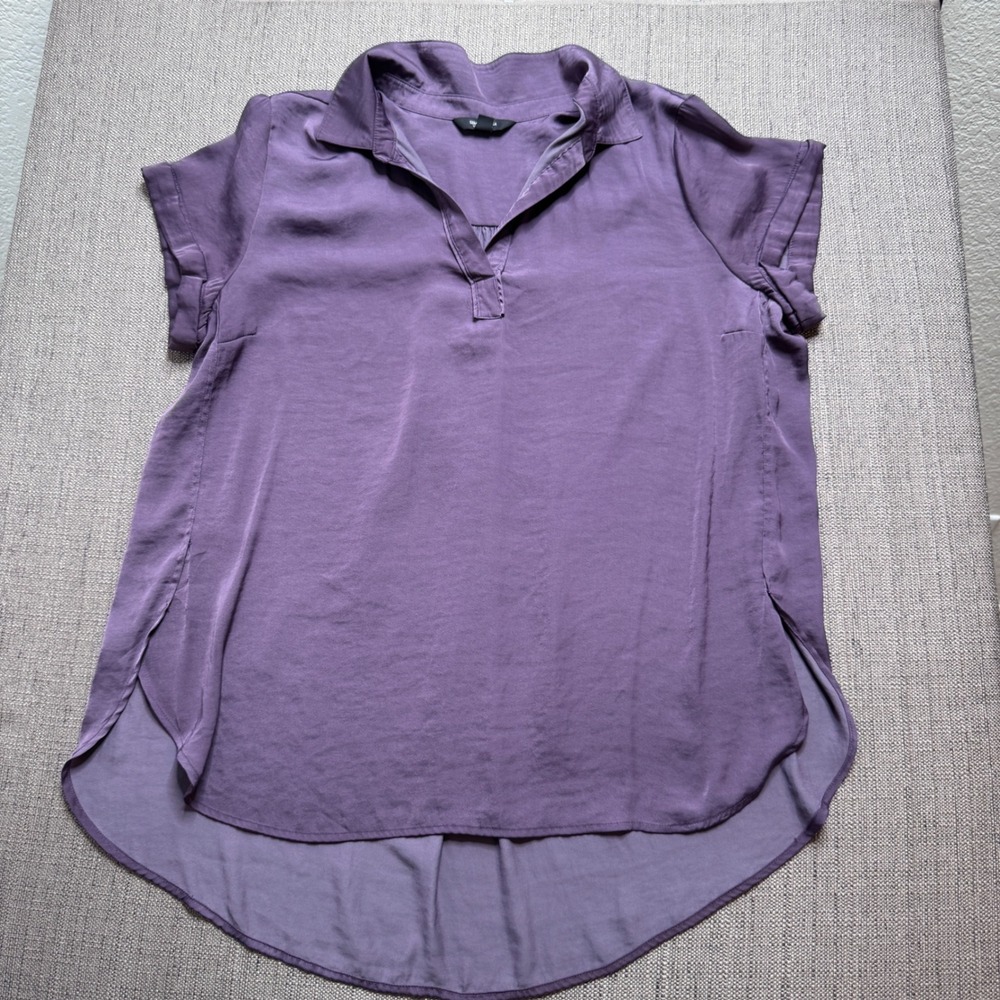 Simply Vera Vera Wang Purple Short Sleeve High Low Blouse Top XL RN 73277